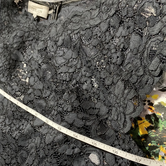 Teri Jon by Rickie Freeman Black 3D Lace Cap Sleeve Floral Print Midi Dr… - Picture 16 of 16